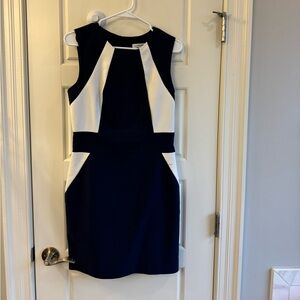 Banana Republic Navy and White Midi Dress
